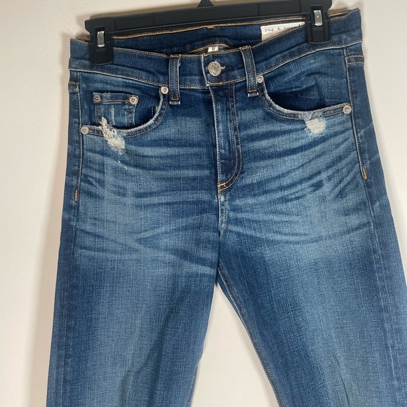 RAG & BONE Beckett 10 Inch Bell Flare Distressed Jeans Blue Women’s Sz 27 Boho - Picture 3 of 14